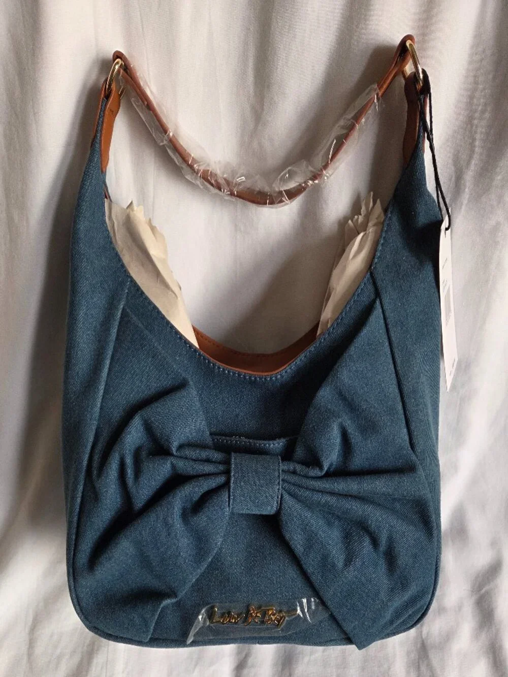 NWT  Luv Betsey by Betsey Johnson DENIM Bow Hobo Bag